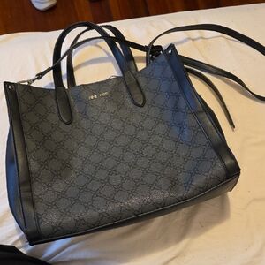 Nine West Dark Gray Patterned Tote